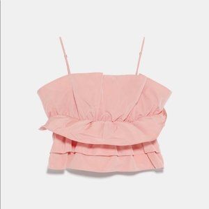 ZARA Pink Ruffle Crop Top (NWT)